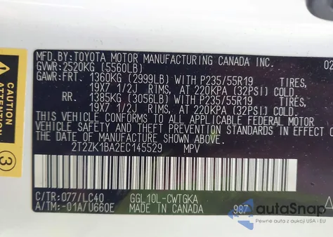 2014 Lexus Rx 350 z USA, uszkodzony, nr VIN 2T2ZK1BA2EC145529